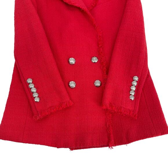 Veronica Beard Nayeli Fringe Dickey Jacket Long Line Watermelon Size 2 - Picture 10 of 16